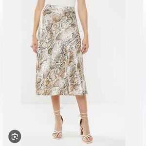 Vero Moda Cream and Brown Midi Pencil Skirt